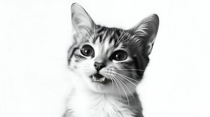 Obraz premium A cute happy black and white cat, isolated on a white background