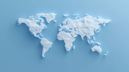 3D rendering of an abstract graphic world map, featuring digital connections, global data flow, and a futuristic representation of interconnected continents