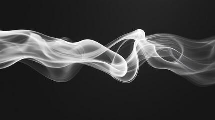 Ethereal Gray Smoke Wave Flowing Gracefully on Dark Background