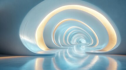 Fototapeta premium Abstract Futuristic Architecture: A Serene Cyberspace Tunnel