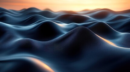 Obraz premium Abstract Ocean Sunset: Serene Waves of Deep Blue and Gold