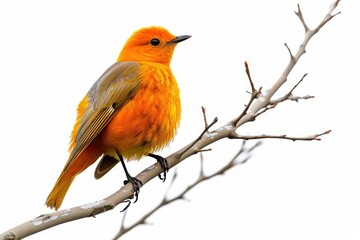 Fototapeta premium Premium Quality Image of Small Orange Bird Perched on Branch