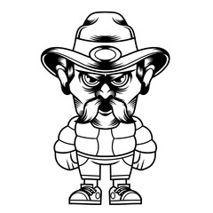 Mascot character design cartoon cowboy outline