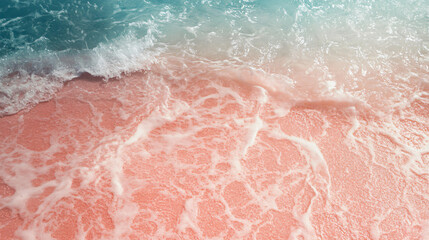 Fototapeta premium A coral sand texture with fine grains and subtle ripples, evoking a natural and relaxing beach atmosphere.