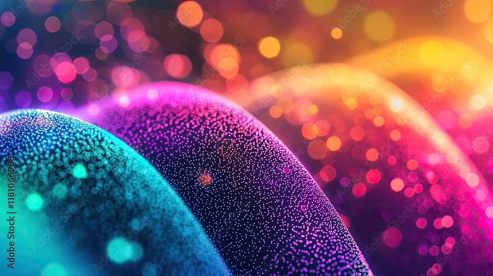Wall mural dots abstract background concept. vibrant abstract waves of color with glowing lights and texture fo