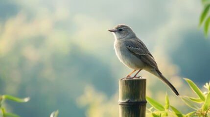 Obraz premium Elegant Bird Perched on Bamboo in Nature
