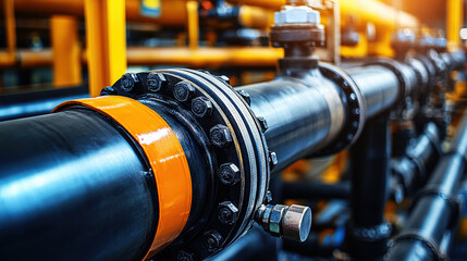 Fototapeta premium Steel pipes and instruments on the shelf