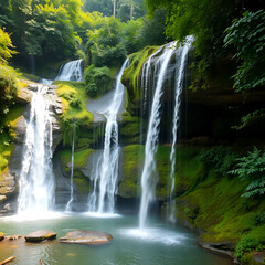 Scenic view of waterfall in forest
