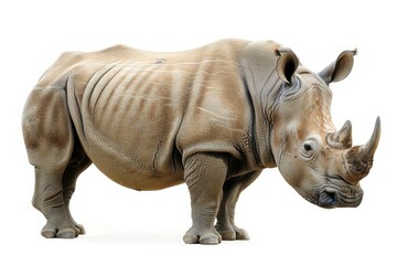 Obraz premium Ultra Quality Picture of African Rhino on White Background Endangered Species Concept