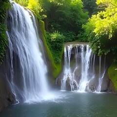 Fototapeta premium Scenic view of waterfall in forest