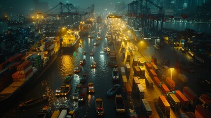 Obraz premium Illustration of intricate global value chains in international trade and supply networks dynamics