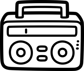 Radio cassette doodle vector icon and illustration