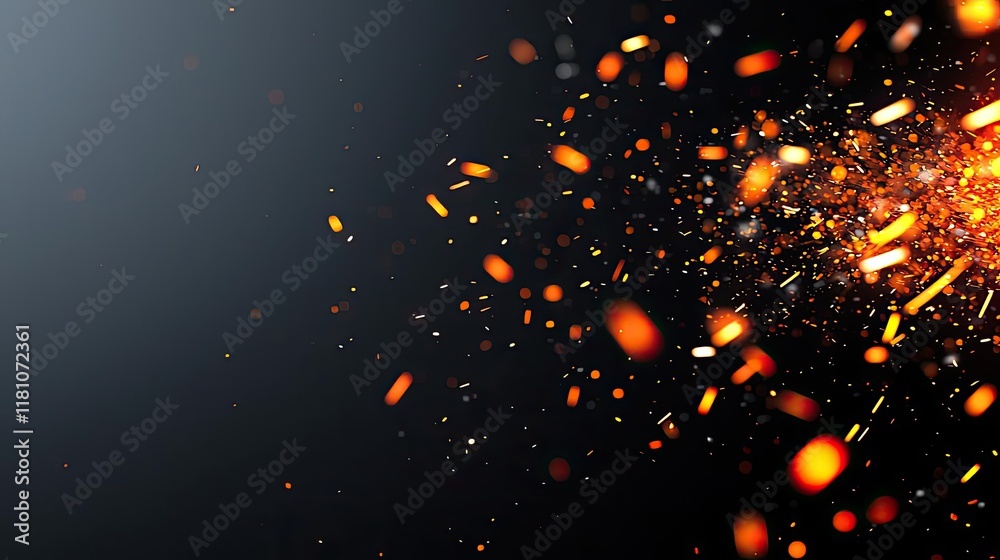 Wall mural fire abstract background idea. abstract representation of sparks flying from a central point on a da