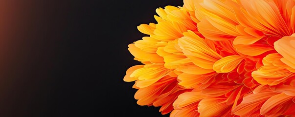 Fire abstract background idea. Vibrant orange flower petals against a dark background, showcasing natural beauty.