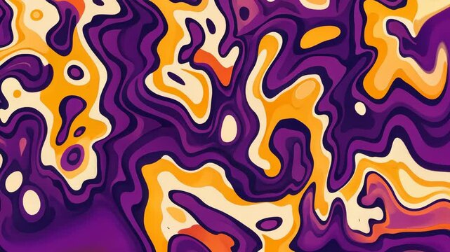 Abstract purple and orange pattern with fluid shapes and vibrant colors creating a dynamic visual experience