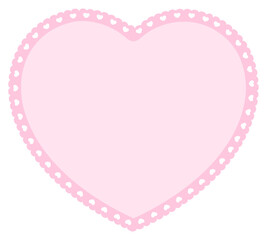 heart scallop frame isolated. Template for photo. Empty photo lace ornament frame.