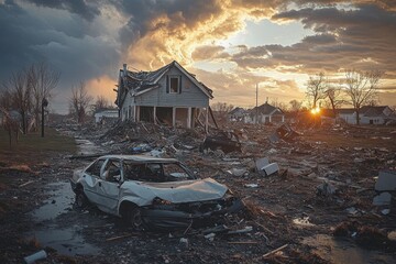 Stunning depiction captures powerful aftermath of a tornado- highlight