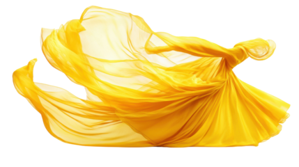 Flowing fabric moving gracefully in the air transparent background