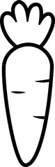 Thick outline of carrot icon.
Whole carrot vegetable outline isolated.
Transparent background.