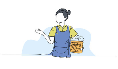 Vector illustration of laundry model. Modern flat in continuous line style.