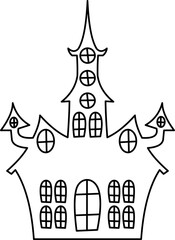 Spooky Halloween Haunted House Outline