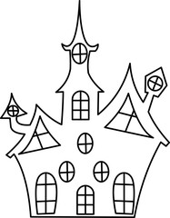 Spooky Halloween Haunted House Outline