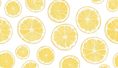 Orange slices arranged in an endless pattern, summer seamless pattern