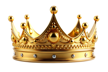 A gold crown with a white background. On transparent background. Png file