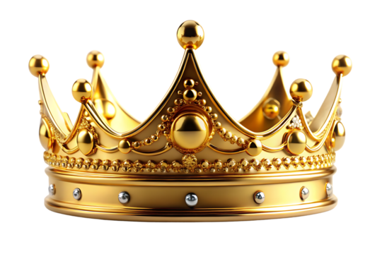A gold crown with a white background. On transparent background. Png file