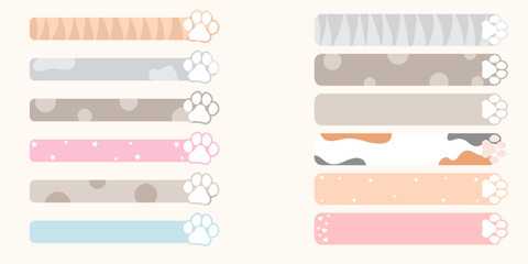 Set of pet pawprint speech bubbles, dividers. Cute paw print bookmarks © Svitlana Tolmach 