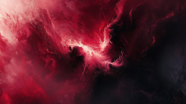 A dark red abstract design with flowing curves and bold contrasts, creating a dramatic and artistic aesthetic.