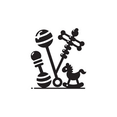 Rattle toys icon vector symbol design art illustration.