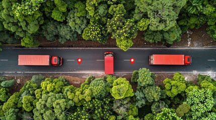 Digital visualization of smart logistics and fleet management with trucks and gps tracking systems