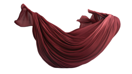 Flowing fabric moving gracefully in the air transparent background