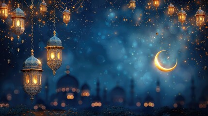 Fototapeta premium Iftar invitation card for Ramadan Kareem on Islamic.