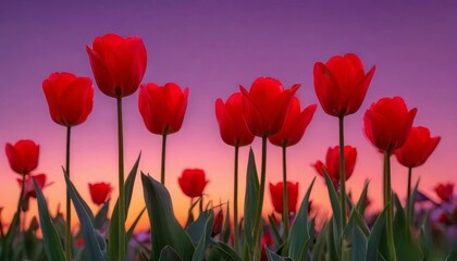 Naklejka premium tulips with a warm abstract violet background