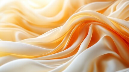 Obraz premium Luxurious golden silk fabric with soft waves and folds, illuminated by sunlight.