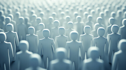 Fototapeta premium White silhouettes of crowd in perspective. Perfect for social movement and population dynamics visualization.