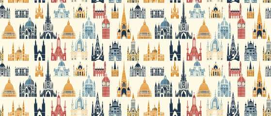 repeating pattern the most cathedral graphic outline