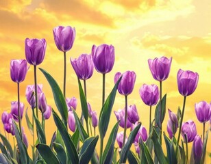 tulips on a warm abstract yellow background