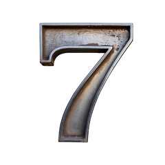 3D Grunge Metal Number 7 Isolated on White Background, Cut Out0