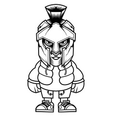 Mascot character design cartoon Spartan outline