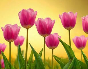tulips on a warm abstract yellow background