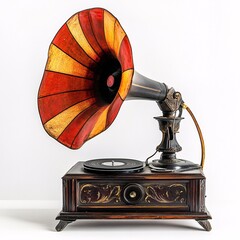old gramophone with vinyl record