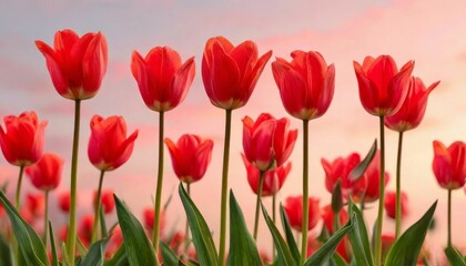 tulips on a warm abstract pink background