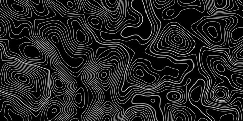 Fototapeta premium Abstract Black Wave Lines Topographic Contours Map Background, Multicolored Linear Background For Design, Trendy Modern Background texture, Vector illustration with Wave Lines On Black Background.