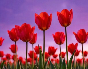 Fototapeta premium tulips with a warm abstract violet background