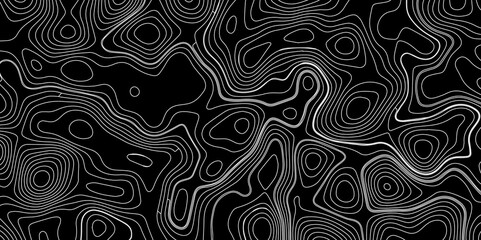 Abstract Black Wave Lines Topographic Contours Map Background, Multicolored Linear Background For Design, Trendy Modern Background texture, Vector illustration with Wave Lines On Black Background.