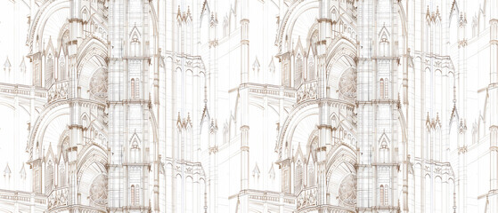 Obraz premium repeating pattern the most cathedral graphic outline