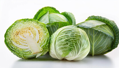 Fototapeta premium Verduras de repollo fresco en blanco